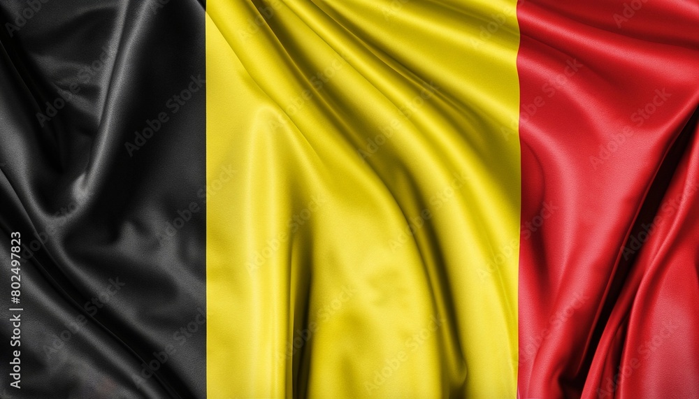 Fototapeta premium Belgium flag with juicy colors_with pleats with visible satin texture