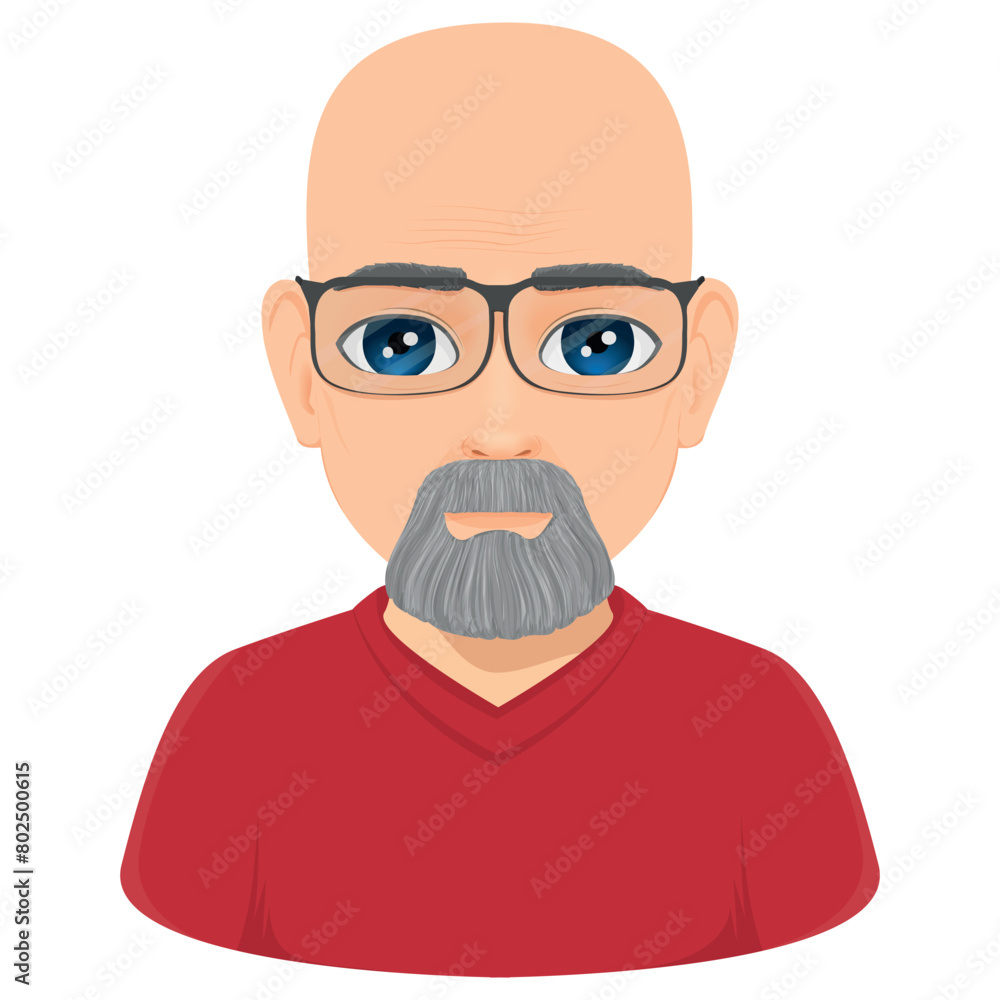 portrait of bald and bearded old man portrait of bald and bearded old man