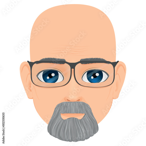 portrait of bald and bearded old man