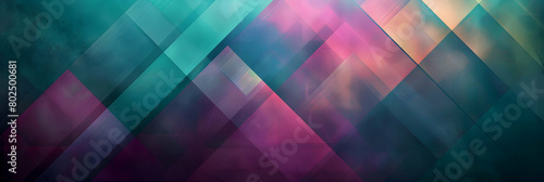 An HD image of a geometric composition with overlapping diamonds and triangles in a vibrant teal and purple, emphasizing shadows and light