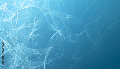 An HD image of a minimalist geometric pattern with thin, delicate lines forming a web-like design on a soft blue background