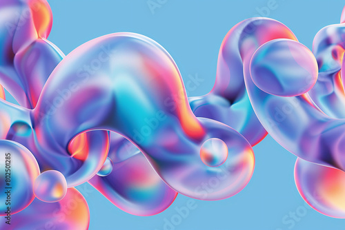 Revel in the euphoria of floating metaballs set against a backdrop of smooth holographic gradients, where each bubble radiates with color (ID: 802501285)