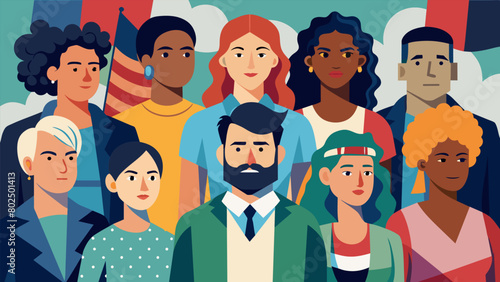 A montage of individuals from different walks of life standing together in solidarity for their right to liberty and equality as captured in a. Vector illustration