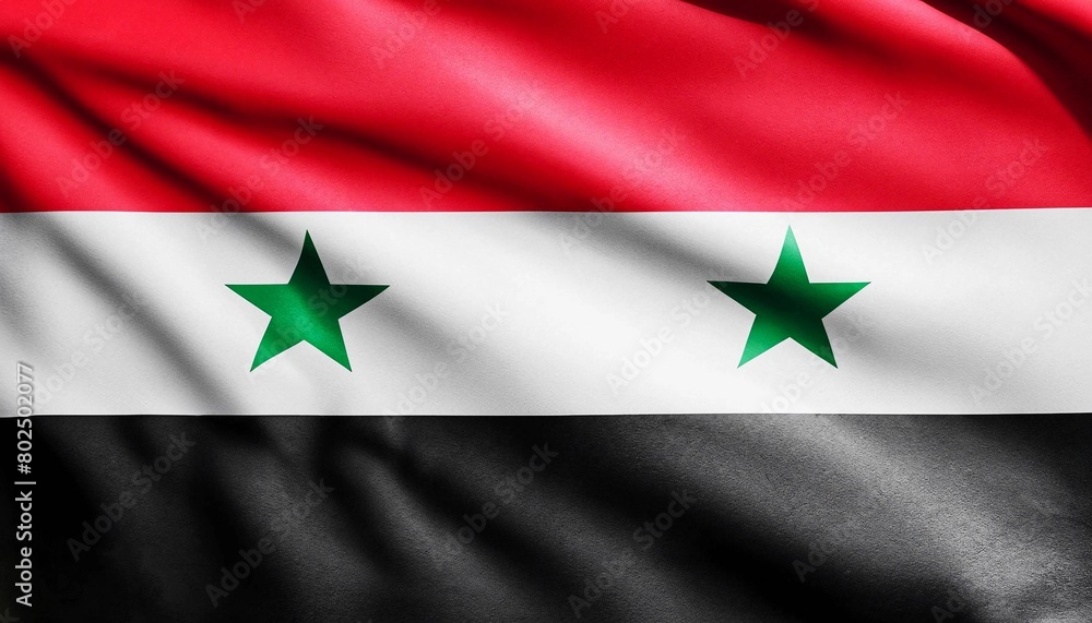 Syria flag with folds with visible satin texture Syria flag with folds with visible satin texture