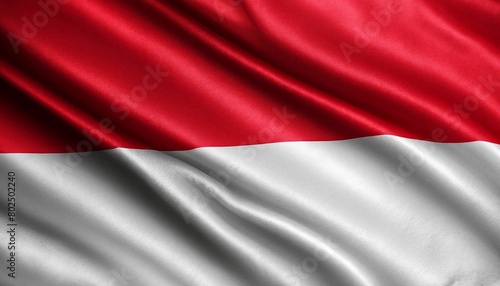 the flag of Indonesia_with pleats with visible satin texture