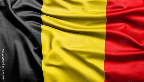 Belgium flag with juicy colors_with pleats with visible satin texture
