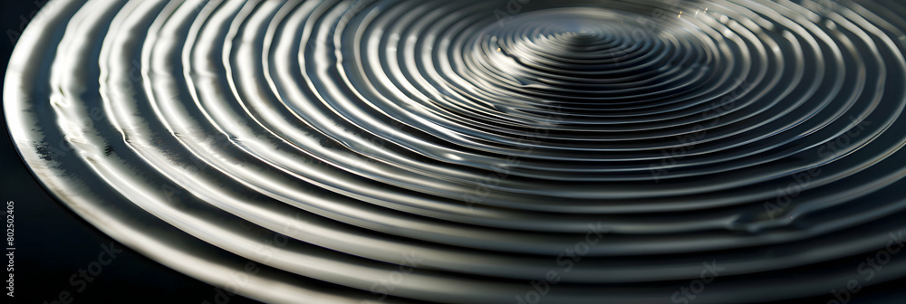 Obraz premium An HD photograph of an intricate geometric design with overlapping circles and squares in metallic silver, resembling a sophisticated artwork