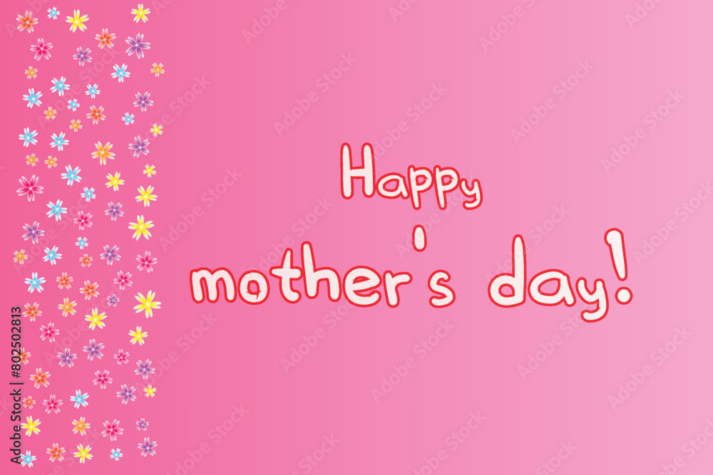 Mother's day greeting wishing card Happy Mothers day Banner colorful gradient flowers border Pink magenta background Elegance spring design Horizontal backdrop cute blooming flora frame Spring time