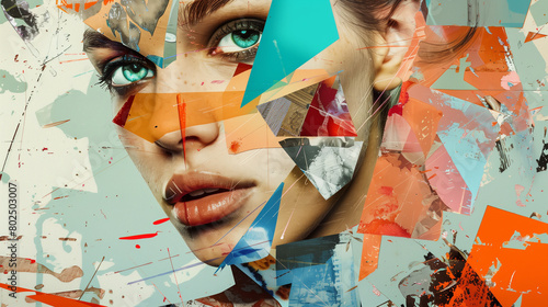 The face of a woman modern art poster or picture to frame, created with generative AI technology