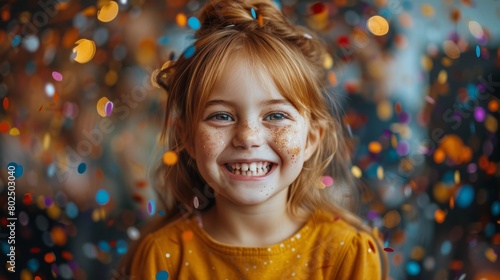 Joyful Child Celebrating with Colorful Confetti..