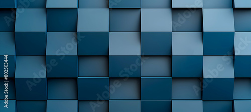 An image capturing a serene and orderly geometric design with overlapping squares and soft color transitions in a calming blue gradient