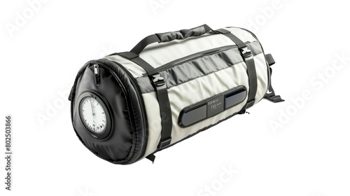 Portable Outdoor Solar Shower Bag with Temperature Gauge on transparent background