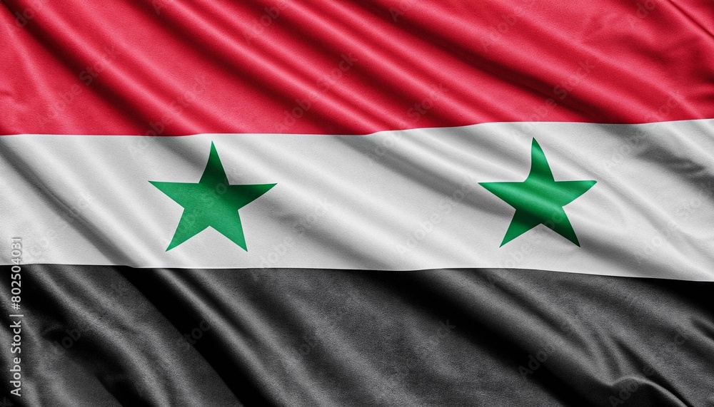 Syria flag with folds with visible satin texture Syria flag with folds with visible satin texture