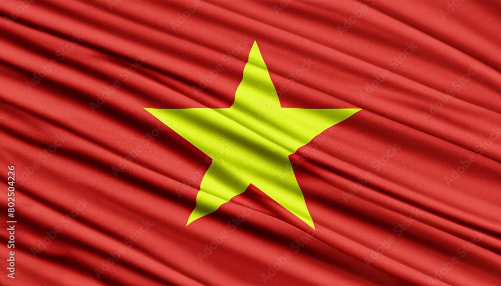 Vietnam flag with pleats with visible satin texture Vietnam flag with pleats with visible satin texture