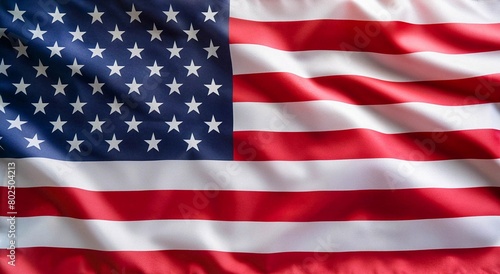 the flag of the United States of America with pleats with visible satin texture