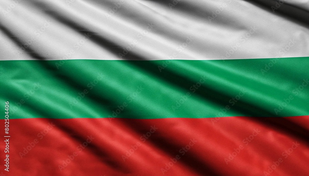 Bulgaria flag with juicy colors with pleats with visible satin texture