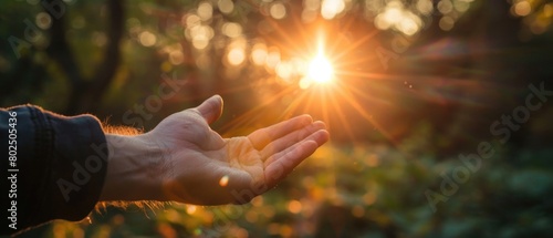 sunset with a hand