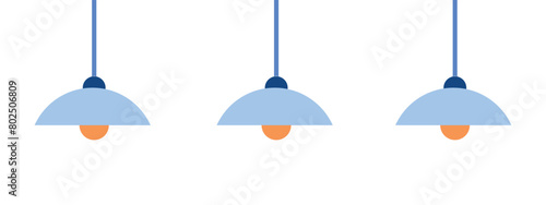 Ceiling hanging lamp illustration. Flat style hanging lamp bulb. Vector illustration