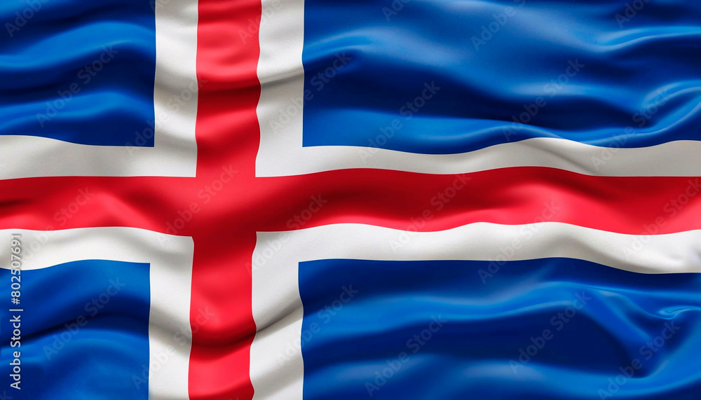Fototapeta premium Flag of Iceland with folds