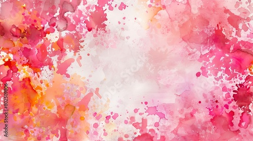 Vibrant abstract watercolor background in pink and orange tones