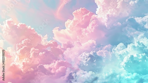Dreamy skyscape with pastel pink and blue clouds © Irina.Pl