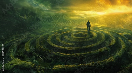 The Emotional Labyrinth: A surreal landscape representing the labyrinthine corridors of our minds, where emotions guide our every step, leading us to unexpected destinations.
