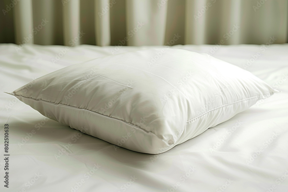 A plain white pillow on a plain white bed. A plain white pillow on a plain white bed.