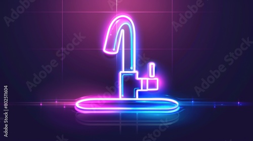 bathroom faucet water neon light sign. bathroom faucet water sign.