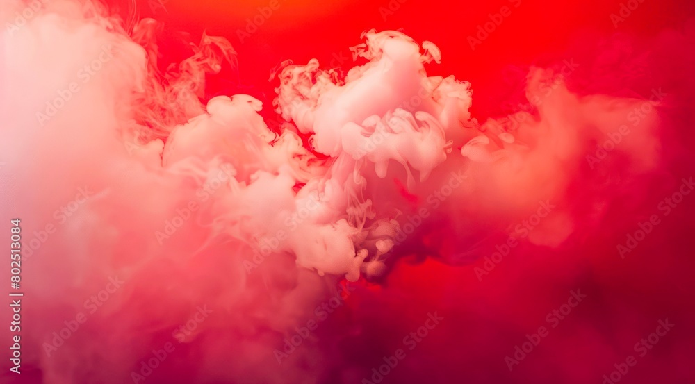 White smoke on red background.