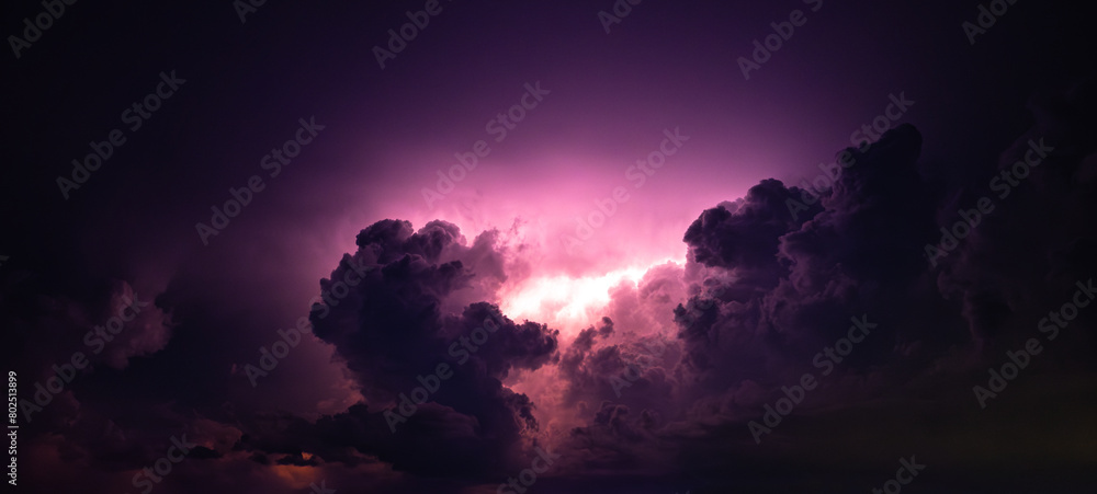 A stormy sky with a purple lightning bolt A stormy sky with a purple lightning bolt