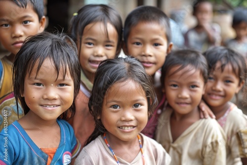 Children in the village of Bagan in Myanmar in Southeastasia. photo