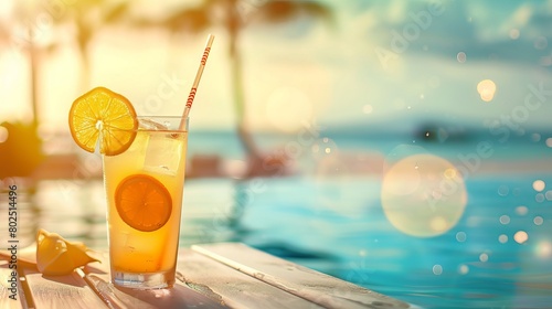 Refreshing Summer Vibe: Incorporate elements like a blurred background of beach or poolside to evoke a refreshing, summery feel to the image. Generative AI photo