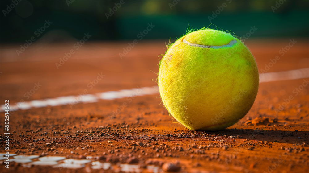 テニスコートとテニスボール