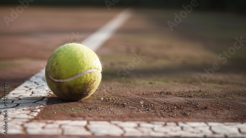 テニスコートとテニスボール © bephoto