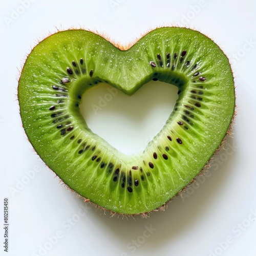 kiwi fruit in the form of heart, isolated on a white background. Valentines day and love concept, heart health concept photo