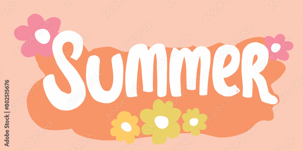 vector illustration lettering summer rich colors, orange, cheerful