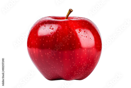 A red apple with a stem on top, white background, transparent background