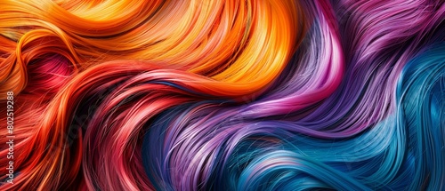 Abstract colorful hair waves pattern background banner , close up