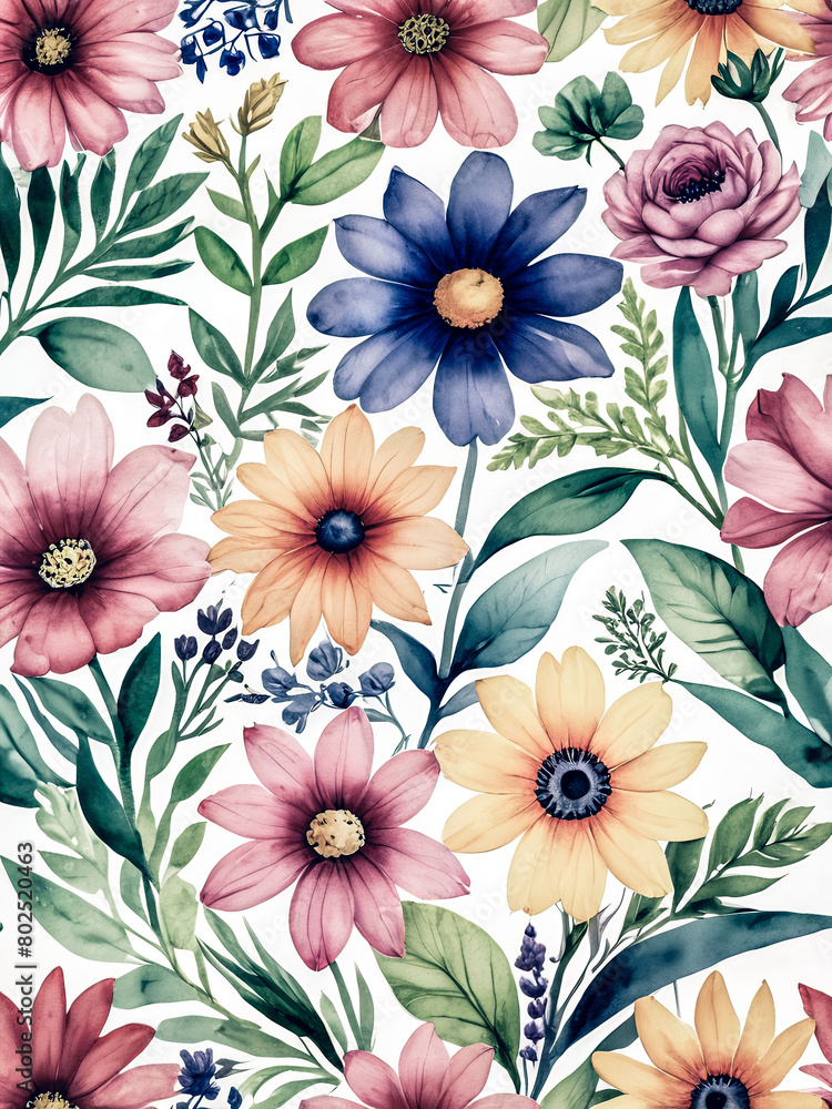 custom made wallpaper toronto digitalwild flowers watercolor poster wall decoration, interior, wallpaper