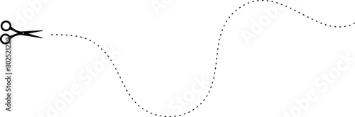 Scissors cut dotted line wavy shape