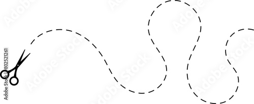 Scissors cut dotted line wavy shape
