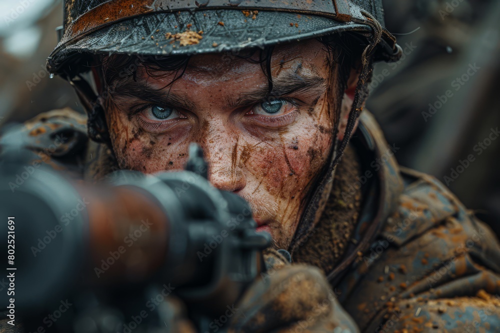 World war 2 Soldier close up. Soldier from history world war 2 photography. World war 2 Soldier close up. Soldier from history world war 2 photography.