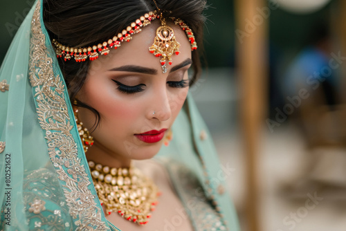 Beautiful indian bride with traditional jewelery
