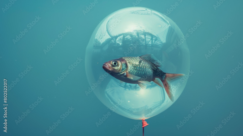 A fish inside a balloon abstract concept