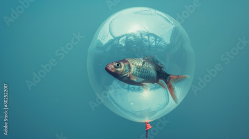 Obraz na płótnie A fish inside a balloon abstract concept w salonie
