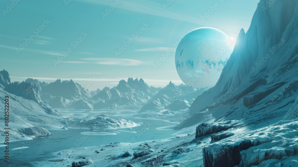 A dystopian landscape on another otherworldly planet