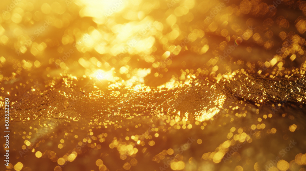 A shiny gold texture background with shallow depth of field