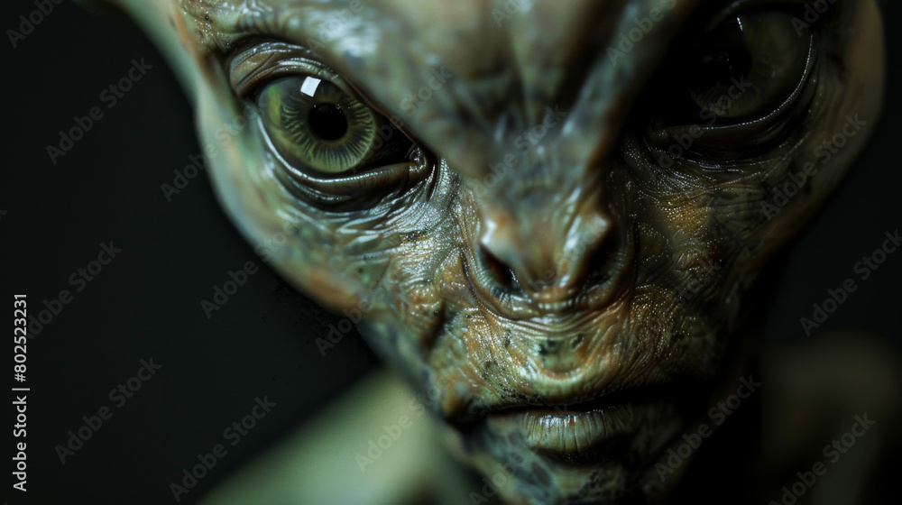 Close up portrait with shallow depth of field of an alien creature