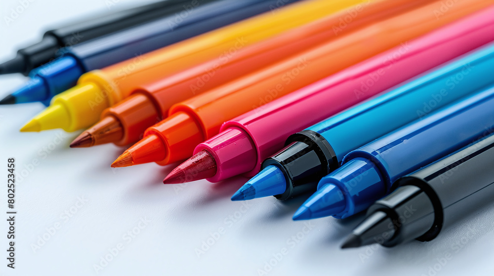 Vivid Rainbow Marker Pens Lined Up for Creative Projects and Design Artwork Vivid Rainbow Marker Pens Lined Up for Creative Projects and Design Artwork