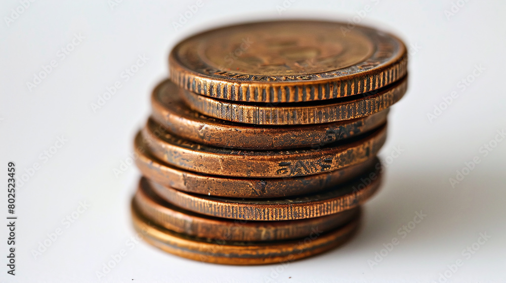 Close Up Stack of Aged Bronze Coins Financial Growth Concept